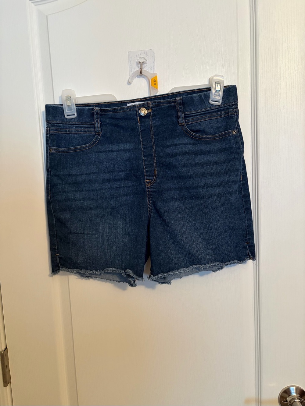sofia by sofia vergara Dark Blue Denim Frayed Hem Shorts